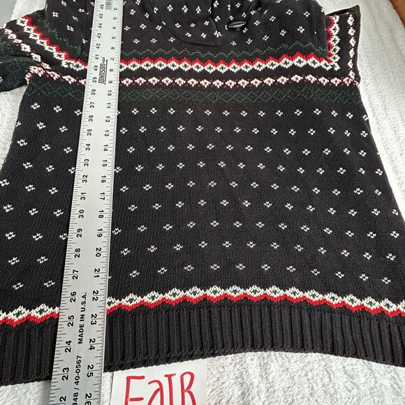 Vintage Chaps Ralph Lauren Womens Black Cotton Fair Isle Ski Knit Sweater XL - Picture 8 of 8